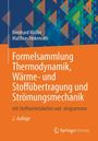 "Formelsammlung Thermodynamik, Wärme- und Stoffübertragung und Strömungsmechanik" auf orangem Hintergrund. Geometrische Muster.