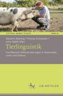 Titel: "Tierlinguistik. Tier/Mensch-Differenzierungen in Grammatik, Lexik und Diskurs." Ein Mann interagiert mit einem Schwein.