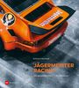 Der Text zeigt: "Eckhard Schimpf JÄGERMEISTER RACING Die komplette Story | 1972 bis heute." Bild eines orangefarbenen Rennwagens.