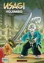 "Usagi Yojimbo: Der Rote Skorpion." Illustration mit einem Hasen-Samurai, der ein Schwert hält.