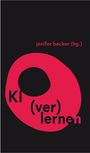 „jenifer becker (hg.)“, „KI (ver)lernen“ in hellem Pink auf schwarzem Hintergrund. Abstrakte rote Form.