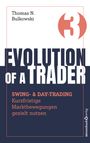 "Evolution of a Trader", "Swing- & Day-Trading", "Kurzfristige Marktbewegungen gezielt nutzen", rot-weißes Design.
