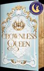 "CROWNLESS QUEEN. ROMAN. SARAH KOSECKI." Verzierungen in Gold und Weiß auf hellblauem Hintergrund.