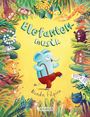 „Elefantenmusik“ von Monika Filipina. Ein fröhlicher Elefant tanzt in der Mitte, umgeben von neugierigen Tieren im Dschungel.