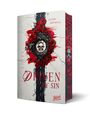 "Lilien Ortwein, diese Fahrt überlebst du nicht. Driven by Sin, Black Edition." Rote Rosen, Totenkopf in verzierter Fassung.