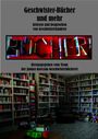 "Geschwister-Bücher und mehr. Gelesen und besprochen von Geschwisterkindern. Herausgegeben vom Team der Janusz-Korczak-Geschwisterbücherei." Bücher schreiben das Wort "BÜCHER", darunter Bibliothek mit Sesseln.
