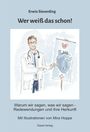 Titel: "Wer weiß das schon!"
Ein Arzt zeigt auf eine Herzillustration mit rotem Herz.