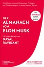 Roter Hintergrund, großer Schriftzug: "DER ALMANACH VON ELON MUSK". Kleine Texte preisen über 1 Million verkaufte Exemplare.