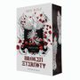 "ARIN WOLF. BROKEN ETERNITY. GODDESS OF FIRE, BUCH I. WELTENBAUM VERLAG." Ein detailreiches Design mit rotem Phönix und Blüten.