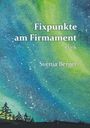 „Fixpunkte am Firmament“, „Lyrik“, „Svenja Berger“ auf himmlischem Hintergrund in Blau und Grün mit Bäumen unten.