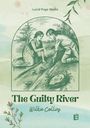 "Lucid Page Media. The Guilty River. Wilkie Collins. Illustration von zwei Personen, die am Ufer knien und ein Buch halten."