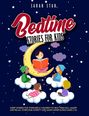 "Sarah Star: Bedtime Stories for Kids. Kinder sitzen auf Wolken, eins auf dem Mond lesend. Sternenhimmel Hintergrund."