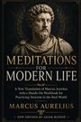 „Meditations for Modern Life“ von Marcus Aurelius, neue Edition von Adam Bishop. Steinbüste mit Lorbeerkranz.
