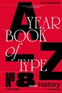 "YEAR BOOK of TYPE No 8, 130 TYPEFACES, 448 PAGES" in Weiß und Schwarz auf rotem Hintergrund.