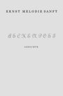 Text: "ERNST MELODIE SANFT", "ASCHENPOST", "GEDICHTE". Schlichtes, minimalistisches Design auf hellem Hintergrund.