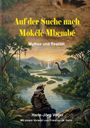 Buchtitel "Auf der Suche nach Mokélé Mbembé", eine Dschungelszene mit Fluss, Dinosaurier und einem sitzenden Entdecker.