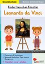 "Grundschule", "Kinder besuchen Künstler: Leonardo da Vinci", Gemälde der Mona Lisa zwischen zwei gezeichneten Kindern.