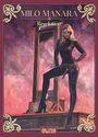 "MILO MANARA" und "Revolution" sind oben zu lesen. 

Illustration: Frau in schwarzem Outfit vor Guillotine.