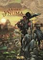 "Länder von Ynuma 3 - Der ehrenwerte Richter Wonq". Illustration: Drei Figuren vor asiatischer Stadt und Drachenmotiv.