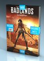 "BADLANDS", "Band 1-3", "Die komplette Serie". Eine Frau mit Cowboyhut und Pistole vor einer Wüstenkulisse.