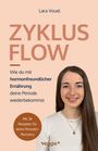 Titel: Zyklus Flow. Thema: hormonfreundliche Ernährung für die Wiederherstellung der Periode. Frau lächelt freundlich.
