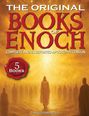 Text: "THE ORIGINAL BOOKS OF ENOCH", "5 Books", "Edwin Gairsborough". Illustration: Menschen in Roben, goldene Lichtstrahlen.