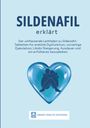 Text: "SILDENAFIL erklärt." Untertitel über Anwendung und Vorteile. Illustration: Zwei Personen umarmen sich in Herzform.