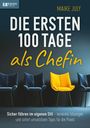 "Die ersten 100 Tage als Chefin" von Maike July. Ein gelber Stuhl hebt sich zwischen blauen ab.