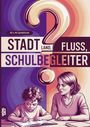 „Stadt Land Fluss Schulbegleiter“, Illustration: Frau beobachtet Kind beim Schreiben, großes Fragezeichen oben.