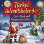 "Türkei Adventskalender: Quiz-Buch mit Fragen und Rätsel. Von leicht bis schwer. Santa mit türkischer Flagge, Engel."