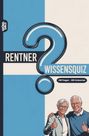 "Rentner Wissensquiz" in blauen und weißen Farben, großes Fragezeichen in der Mitte, lächelndes älteres Paar unten.