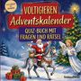 "Voltigieren Adventskalender, Quiz-Buch mit Fragen und Rätsel. Von leicht bis schwer." Illustration: Weihnachtsmann auf Pferd.