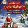 "Spiekeroog Adventskalender, Quiz-Buch mit Fragen und Rätsel." Weihnachtsmann, Engel, Geschenke, Schneeszene.