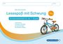 „Lesespaß mit Schwung, Teil 2“, Schülerarbeitsheft für die 1. Klasse, Illustration eines orange-blauen Fahrrads.