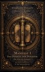 Eine kunstvoll verzierte Buchcover-Illustration mit mystischen, goldenen Ornamenten und verzweigten Mustern.