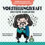 Vorstellungskraft mit René Descartes. Illustration eines Denkers mit Schnurrbart, umgeben von Sternen und einem Vogel.