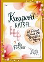 „Kreuzworträtsel für Friseure“, „A4 Format mit rund 450 Begriffen mit Lösung“. Illustration mit Blumen und Friseur-Symbolen.