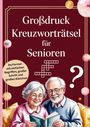 „Großdruck Kreuzworträtsel für Senioren. A4-Format mit einfachen Begriffen, großer Schrift.“ Illustration von älterem Paar.
