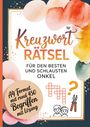 „Kreuzworträtsel für den besten und schlausten Onkel.“ Illustration mit floralen Aquarellen und Kreuzworträtselmotiv.