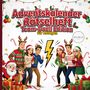"Adventskalender Rätselheft Team-Duell Edition für Kollegen." Illustrationen von fröhlichen Menschen in Weihnachtskleidung.