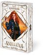 Buchtitel: "Anellena - Jasanara". Autor: "A.V.G. Koopmans". Illustriertes Cover mit einer Frau, die eine Münze hält.