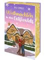 "Weihnachten in den Cotswolds" von Mila Summers. Illustration: Ein Paar vor einem weihnachtlich geschmückten Haus im Schnee.