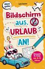 „Bildschirm aus, Urlaub an!“ Reisespiele für Kinder 8-12 Jahre. Illustration: Hase im Auto mit Sonnenbrille.