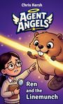 "Chris Kersh", "Agent Angels", "Ren and the Linemunch". Illustration: Kind mit Brille zeigt auf fröhlichen Biber.
