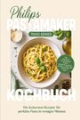 „Philips Pastamaker 7000 Series Kochbuch.“ Teller Pasta mit Basilikum, Parmesan daneben.