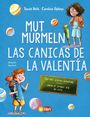 "Mut Murmeln / Las Canicas de la Valentía" steht groß. Kinder mit Schultüten, Murmeln schweben. Kleines bi:libri-Logo.