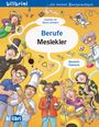 "Berufe Meslekler" und "Deutsch Türkisch." Illustrative Darstellung verschiedener Berufe mit lebendigen Charakteren.