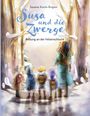 Titel: "Susa und die Zwerge - Rettung an der Felsschlucht". Eine Illustration zeigt fünf Figuren im Schnee vor Bäumen.