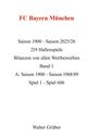 "FC Bayern München" in Rot, Statistiken von 1900 bis 2025/26, 219 Hallenspiele, Autor: Walter Grüber.