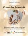 "Dein Mama-Guide im Chaos der Pubertät" mit Bild von Frau mit Mädchen, umgeben von hellem, weichem Hintergrund.